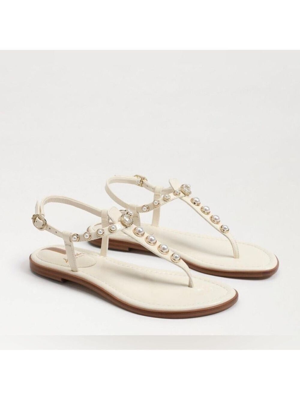 Sam Edelman Gigi Patent Pearl Embellished Thong T- Strap Sandals - NWT - Picture 3 of 11